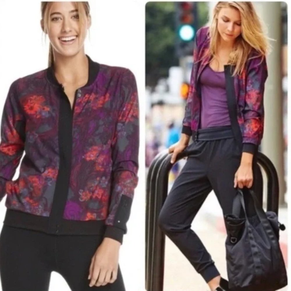 Fabletics Floral Ithaca Bomber Athletic Jacket Size Medium